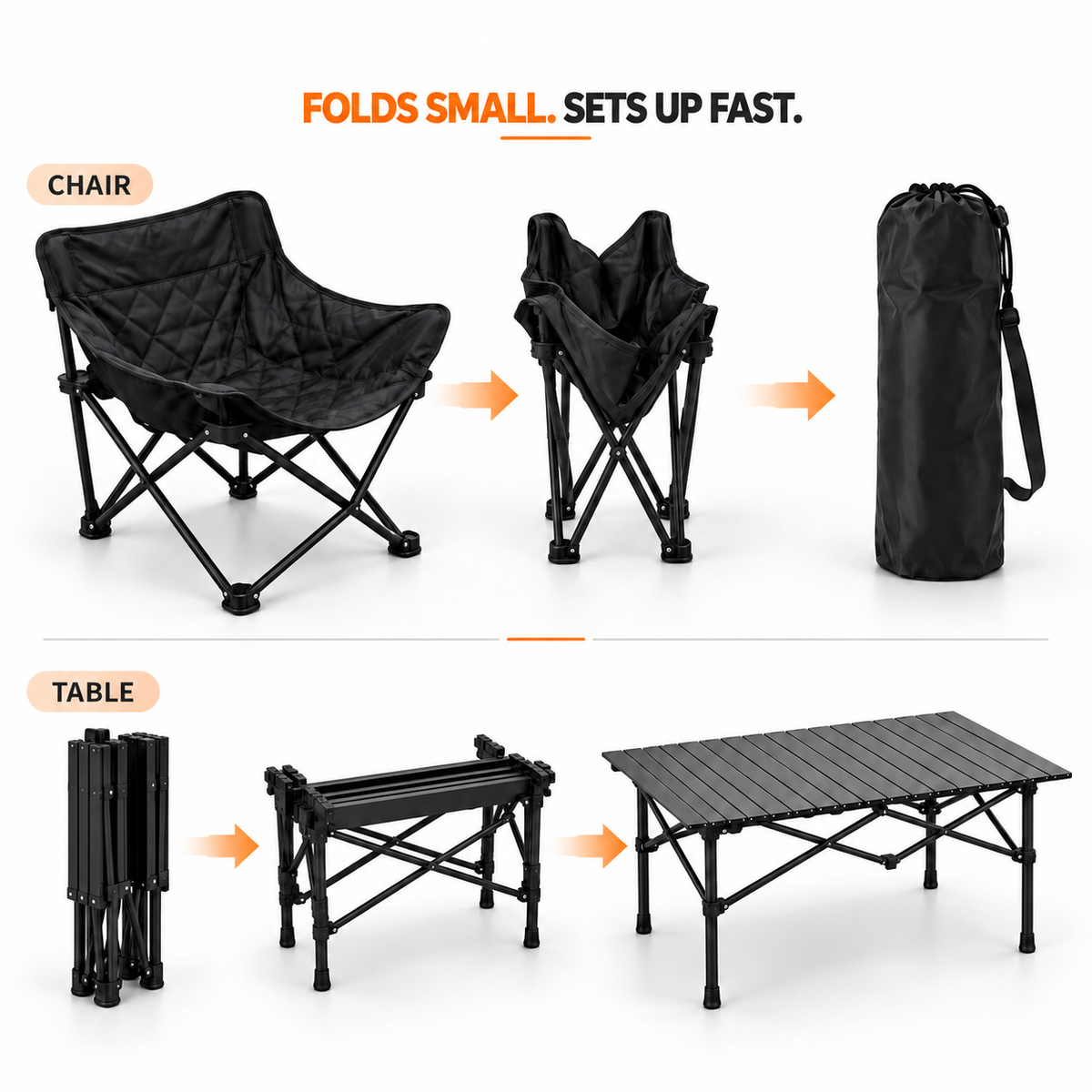 ZamTech Outdoor Folding Table & Chair Set
