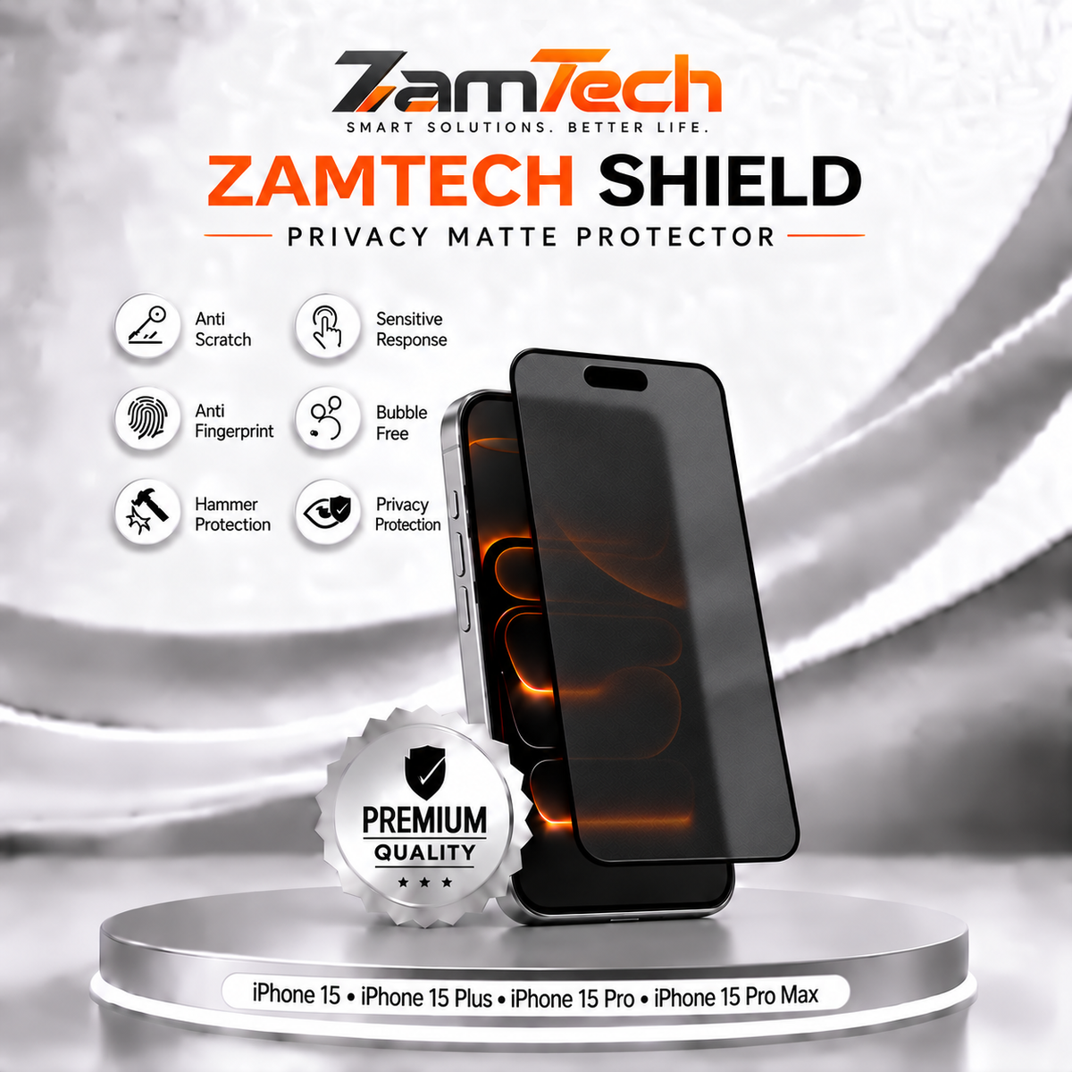 IPhone 15 Matte Privacy Screen Protector