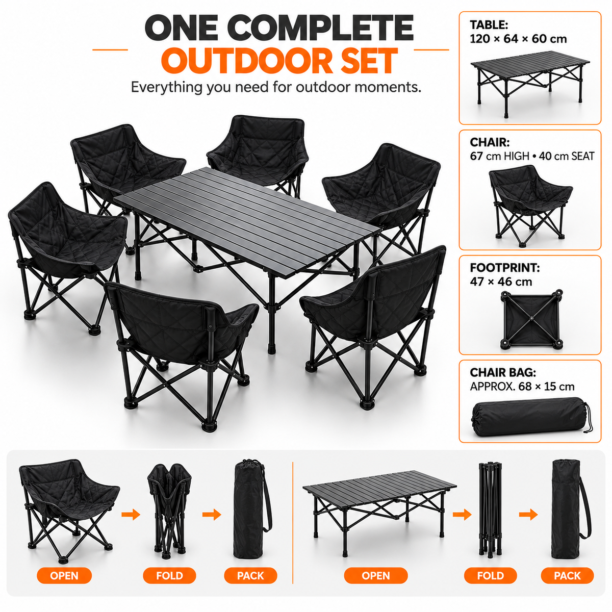 ZamTech Outdoor Folding Table & Chair Set
