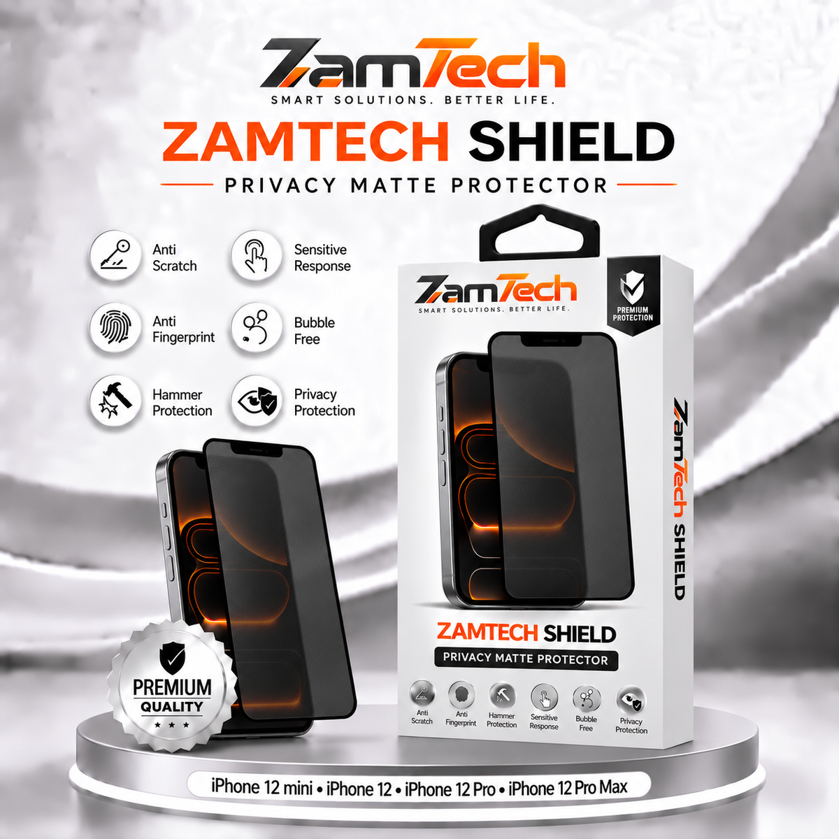 IPhone 12 Matte Privacy Screen Protector